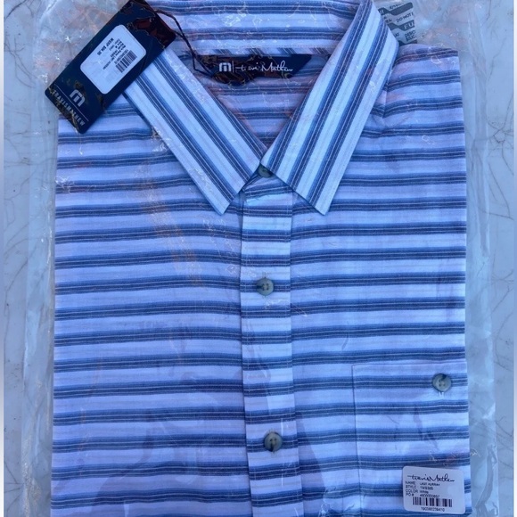 Travis Mathew Last Hurrah Stripe Short Sleeve Button-Up Shirt - Picture 3 of 3